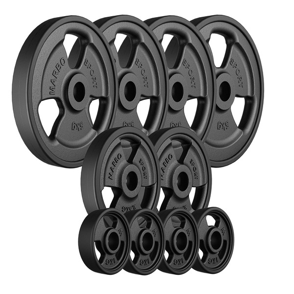 Zestaw obciążeń gumowanych 29 kg /4 x 5 kg + 2 x 2,5 kg + 4 x 1 kg - Marbo Sport