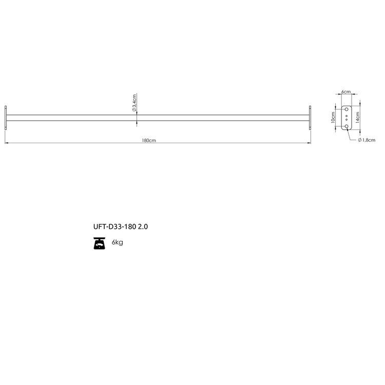 Drążek pojedynczy 33mm 180cm do klatek RIG PRO 80x80 - UpForm