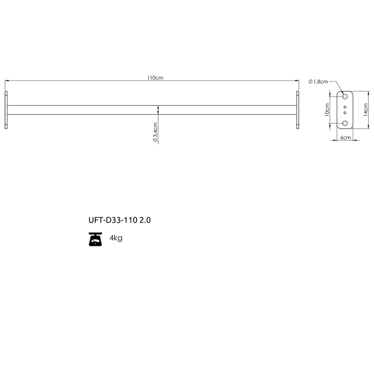 Drążek pojedynczy 33mm 110 cm do klatek RIG COMPACT 60x60 - UpForm