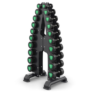 Zestaw hantli stałych poliuretanowych 1-10kg (skok co 1 kg) 110 kg ze stojakiem UR-S005 - UpForm