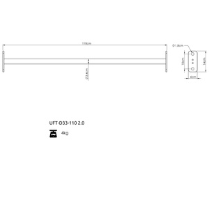 Drążek pojedynczy 33mm 110 cm do klatek RIG COMPACT 60x60 - UpForm