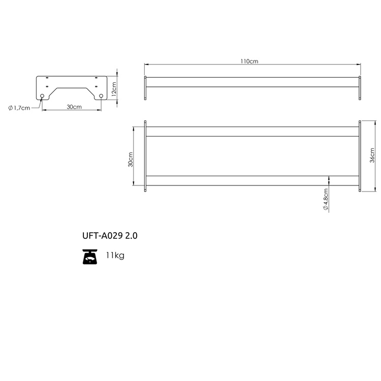 Półka na piłki do klatek RIG PRO 80x80 - UpForm
