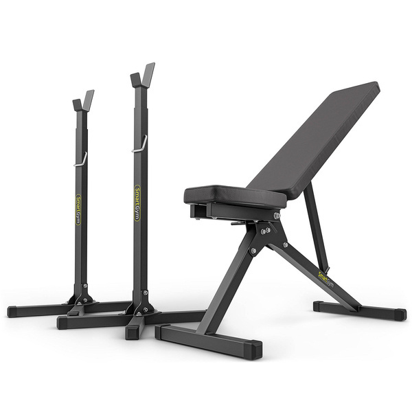 Zestaw treningowy SG1 | Ławka do ćwiczeń + Stojaki pod sztangę regulowane - SmartGym Fitness Accessories